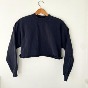 Los Angeles Apparel Heavy Fleece Cropped Sweatshirt - Black, Size S